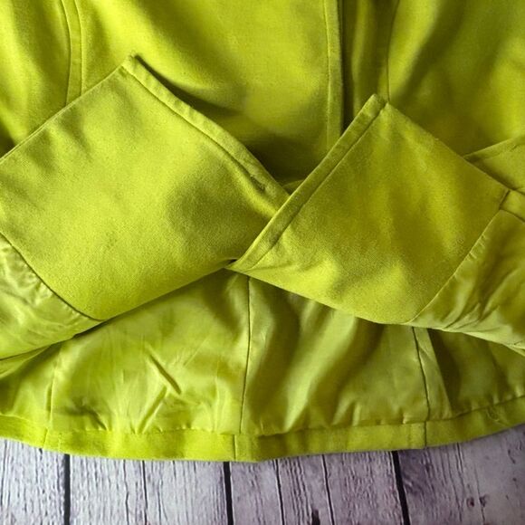 Sandro Sportwear Lime Green 3/4 Sleeve Belted Button Trench coat Jacket Size  L - Picture 9 of 9